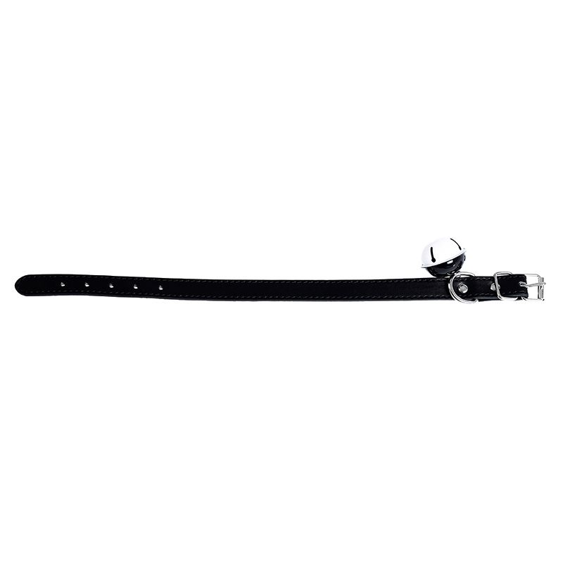 Kiotos Leather Kunstleren Collar met Belletje - Elegant Zwarte Halsband voor verhoogde sensationele momenten -Laced-up.nl
