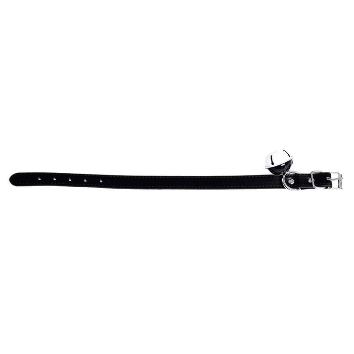 Kiotos Leather Kunstleren Collar met Belletje - Elegant Zwarte Halsband voor verhoogde sensationele momenten -Laced-up.nl