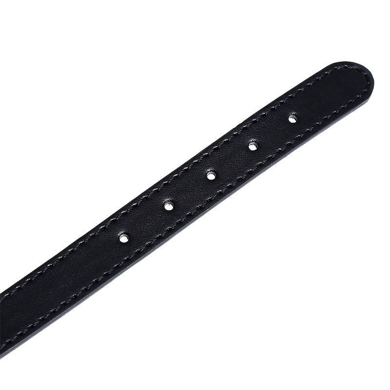 Kiotos Leather Kunstleren Collar met Belletje - Elegant Zwarte Halsband voor verhoogde sensationele momenten -Laced-up.nl