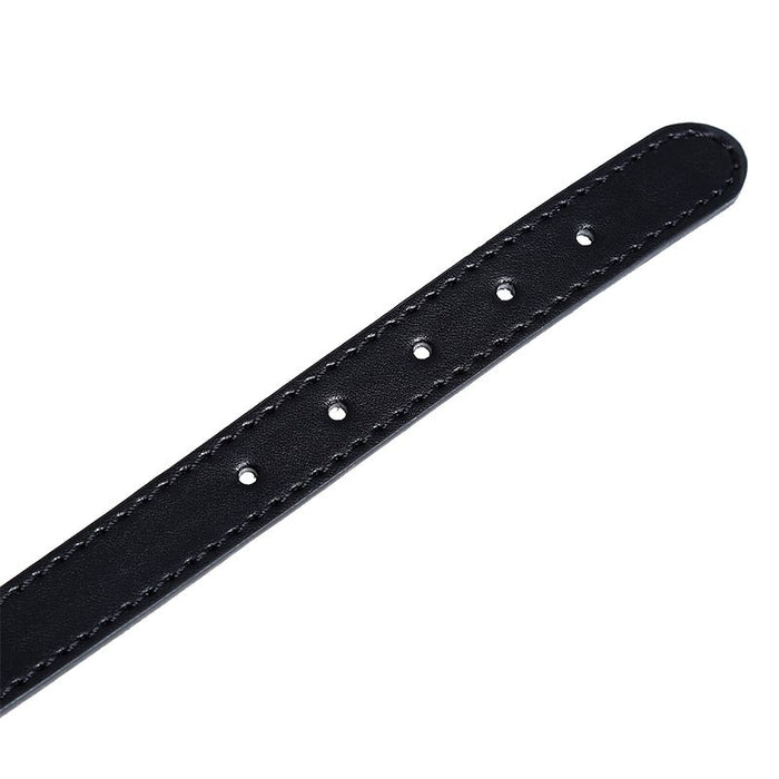 Kiotos Leather Kunstleren Collar met Belletje - Elegant Zwarte Halsband voor verhoogde sensationele momenten -Laced-up.nl