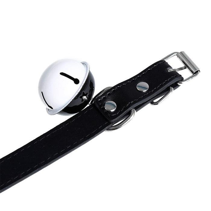 Kiotos Leather Kunstleren Collar met Belletje - Elegant Zwarte Halsband voor verhoogde sensationele momenten -Laced-up.nl