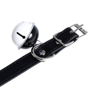 Kiotos Leather Kunstleren Collar met Belletje - Elegant Zwarte Halsband voor verhoogde sensationele momenten -Laced-up.nl