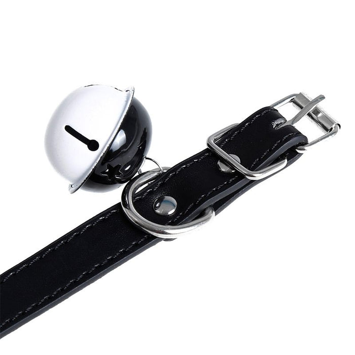 Kiotos Leather Kunstleren Collar met Belletje - Elegant Zwarte Halsband voor verhoogde sensationele momenten -Laced-up.nl