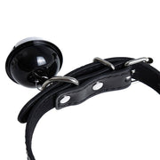 Kiotos Leather Kunstleren Collar met Belletje - Elegant Zwarte Halsband voor verhoogde sensationele momenten -Laced-up.nl