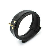 Kiotos Leather - Lederen Collar Met Goudkleurige Metalen Hardware - Zwart-Laced-up.nl