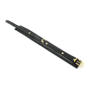 Kiotos Leather - Lederen Collar Met Goudkleurige Metalen Hardware - Zwart-Laced-up.nl
