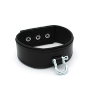 Kiotos Leather - Lederen Collar met Drukknopen en Metalen Beugelsluiting Voorzijde - Zwart-Laced-up.nl