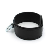 Kiotos Leather - Lederen Collar met Drukknopen en Metalen Beugelsluiting Voorzijde - Zwart-Laced-up.nl