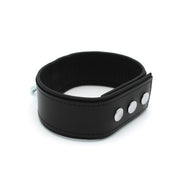 Kiotos Leather - Lederen Collar met Drukknopen en Metalen Beugelsluiting Voorzijde - Zwart-Laced-up.nl