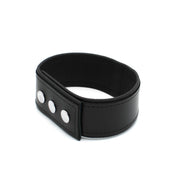 Kiotos Leather - Lederen Collar met Drukknopen en Metalen Beugelsluiting Voorzijde - Zwart-Laced-up.nl