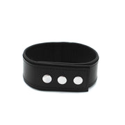 Kiotos Leather - Lederen Collar met Drukknopen en Metalen Beugelsluiting Voorzijde - Zwart-Laced-up.nl