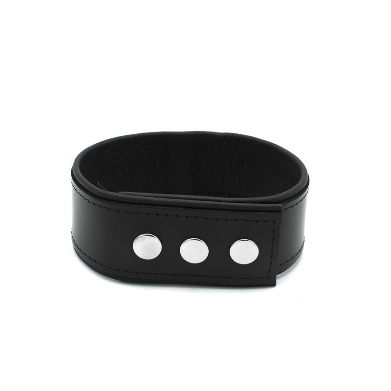 Kiotos Leather - Lederen Collar met Drukknopen en Metalen Beugelsluiting Voorzijde - Zwart-Laced-up.nl