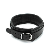 Kiotos Leather - Lederen Collar met Metalen Beugelsluiting Voorzijde - Zwart-Laced-up.nl