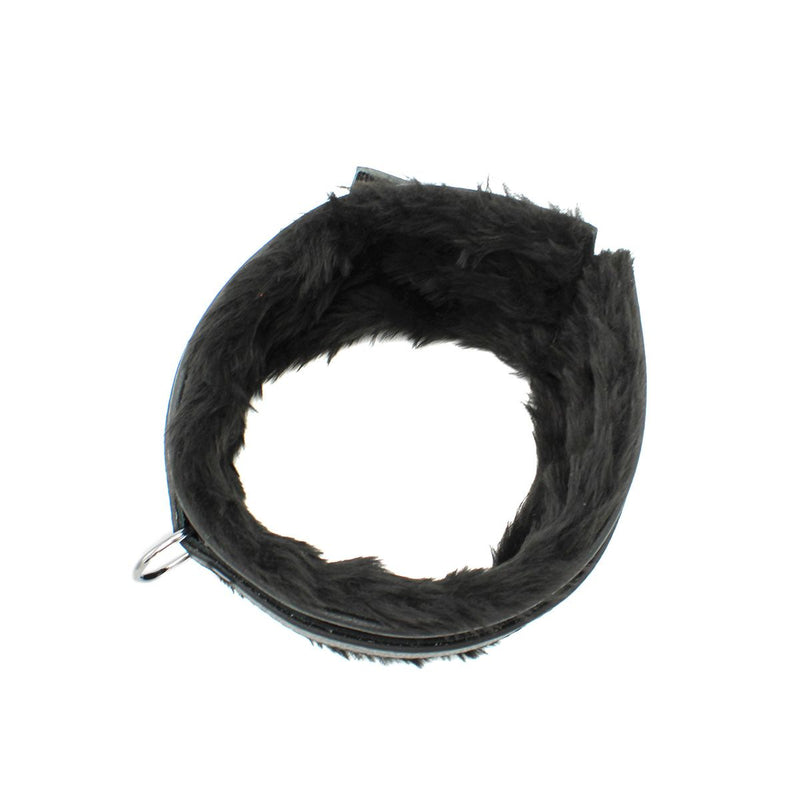 Kiotos Leather - Lederen Collar met Pluizige Binnenkant - Verstelbaar - Zwart-Laced-up.nl