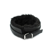 Kiotos Leather - Lederen Collar met Pluizige Binnenkant - Verstelbaar - Zwart-Laced-up.nl