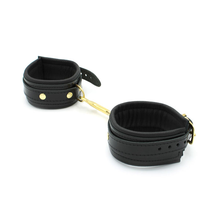 Kiotos Leather - Lederen Enkelboeien Met Goudkleurige Metalen Hardware - Zwart-Laced-up.nl