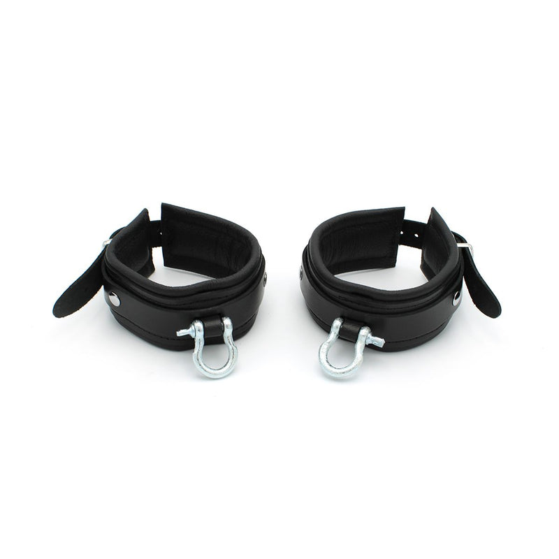 Kiotos Leather - Lederen Enkelboeien met Gesp en Metalen Beugelsluiting - Zwart-Laced-up.nl
