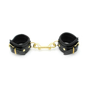 Kiotos Leather - Lederen Polsboeien Met Goudkleurige Metalen Hardware - Zwart-Laced-up.nl