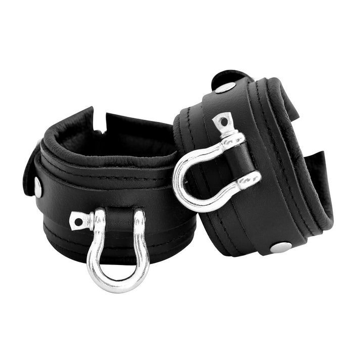 Kiotos Leather - Lederen Polsboeien met Gesp en Metalen Beugelsluiting - Zwart-Laced-up.nl