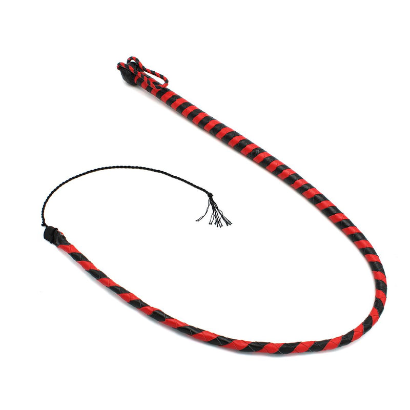 Kiotos - Lederen Single Tail Zweep - 120 cm - Zwart/Rood-Erotiekvoordeel.nl