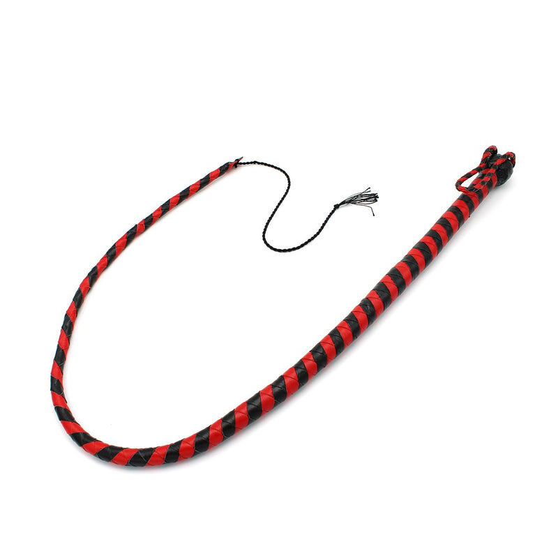 Kiotos - Lederen Single Tail Zweep - 120 cm - Zwart/Rood-Erotiekvoordeel.nl