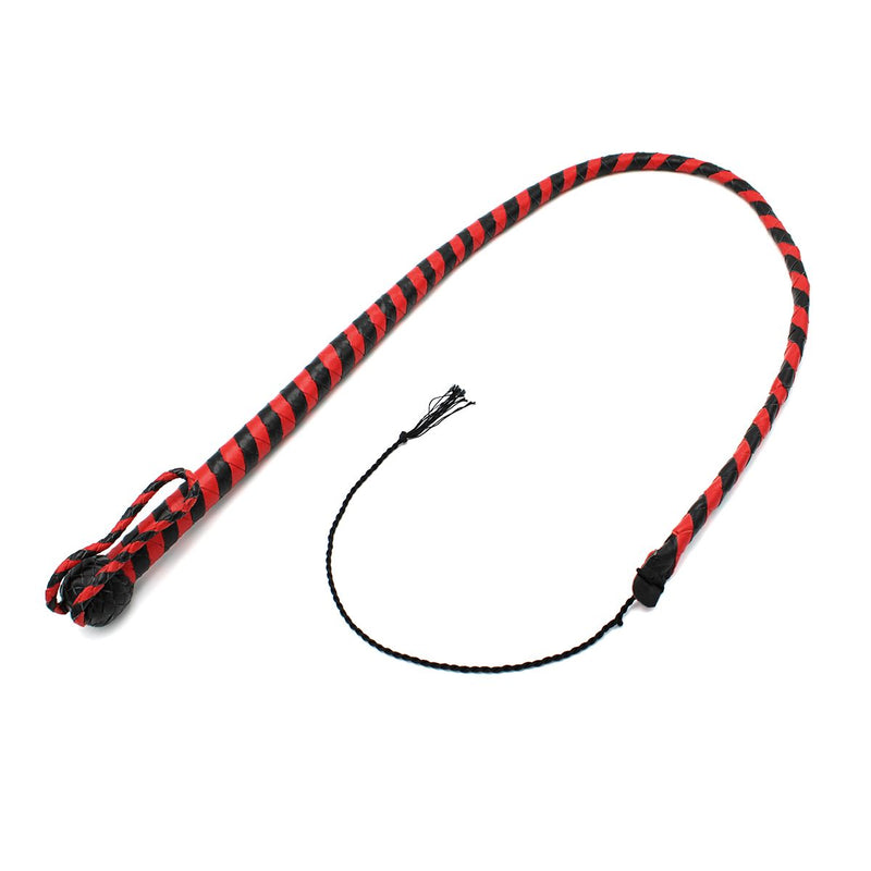 Kiotos - Lederen Single Tail Zweep - 120 cm - Zwart/Rood-Erotiekvoordeel.nl