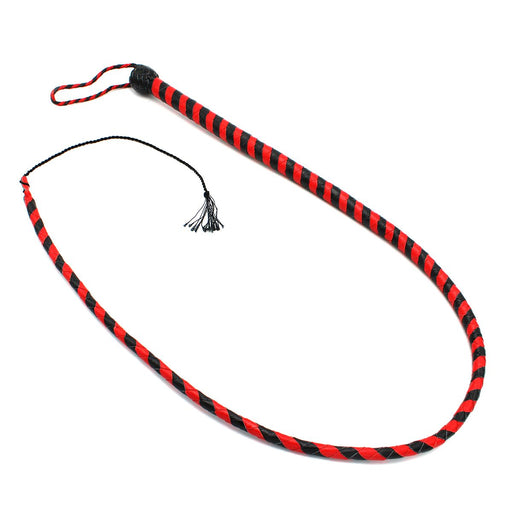 Kiotos - Lederen Single Tail Zweep - 140 cm - Zwart/Rood-Erotiekvoordeel.nl