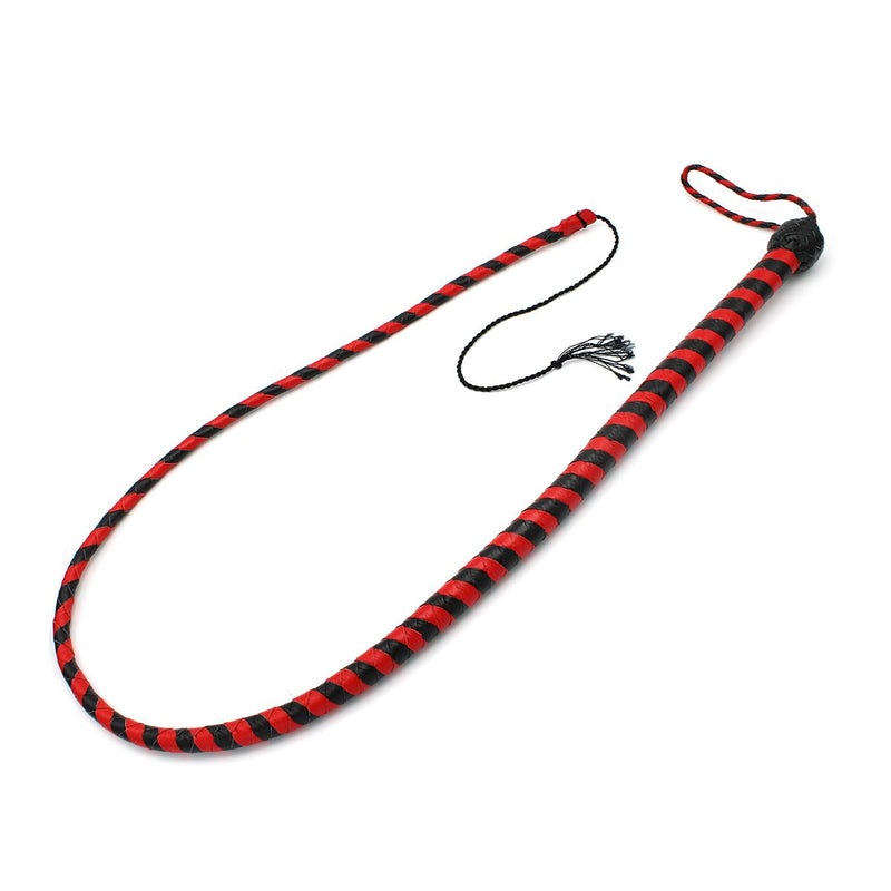 Kiotos - Lederen Single Tail Zweep - 140 cm - Zwart/Rood-Erotiekvoordeel.nl