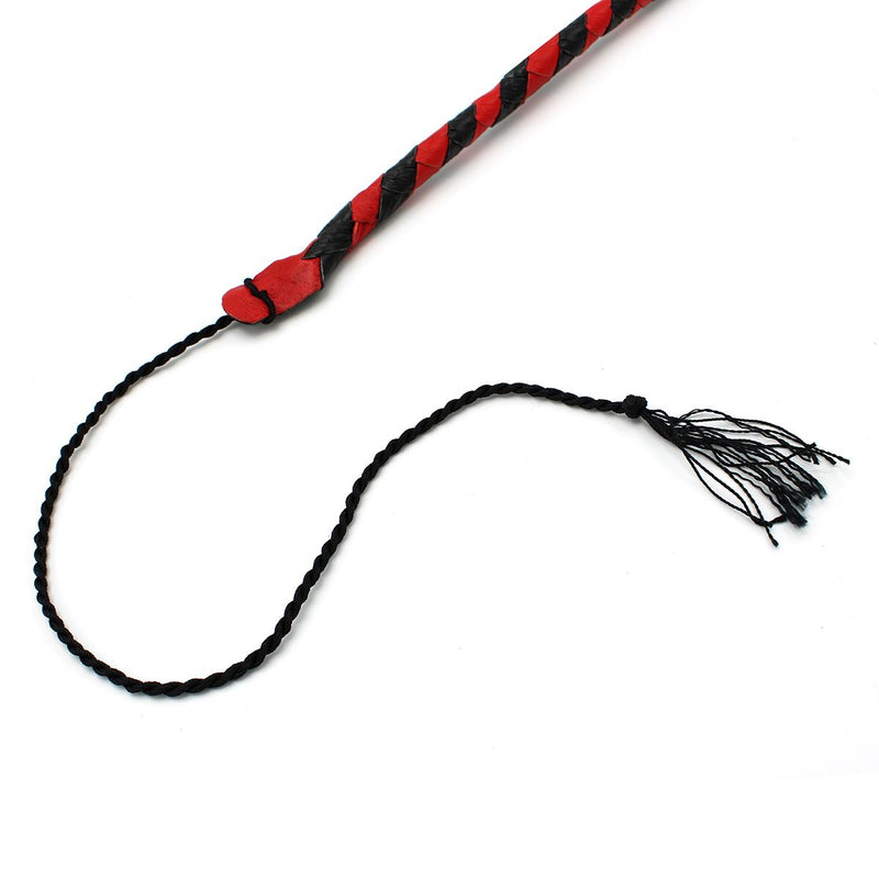 Kiotos - Lederen Single Tail Zweep - 140 cm - Zwart/Rood-Erotiekvoordeel.nl