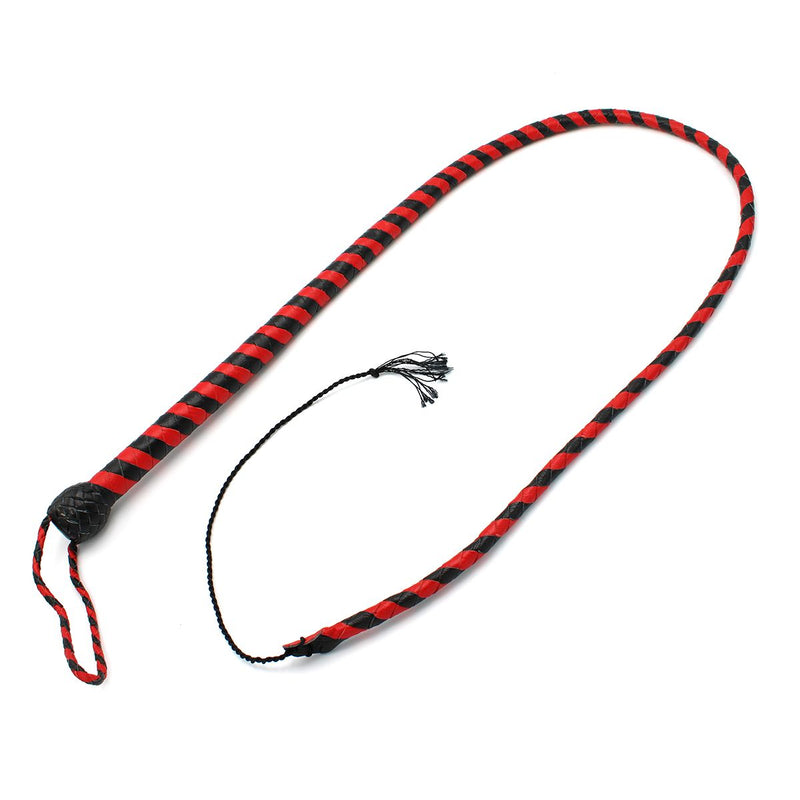 Kiotos - Lederen Single Tail Zweep - 140 cm - Zwart/Rood-Erotiekvoordeel.nl