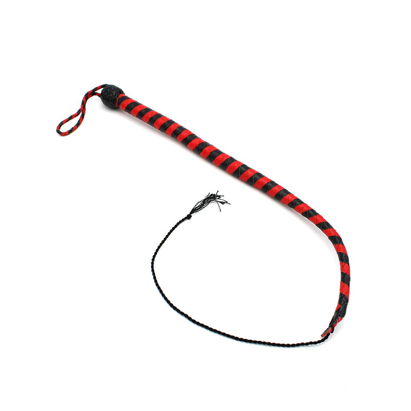 Kiotos Leather - Lederen Single Tail Zweep - 60 cm - Zwart/Rood-Laced-up.nl