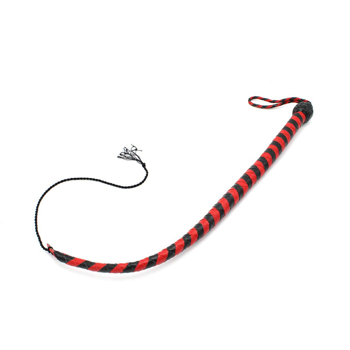 Kiotos Leather - Lederen Single Tail Zweep - 60 cm - Zwart/Rood-Laced-up.nl