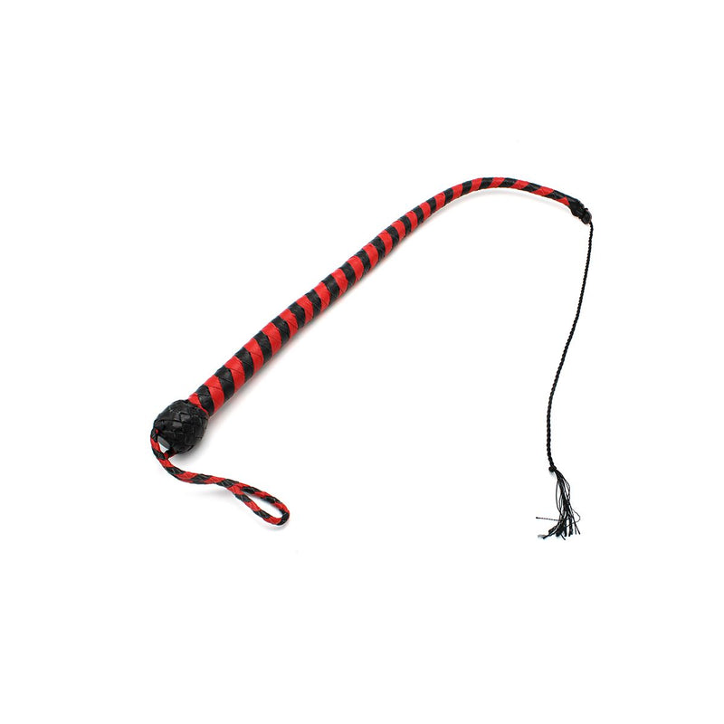Kiotos Leather - Lederen Single Tail Zweep - 60 cm - Zwart/Rood-Laced-up.nl