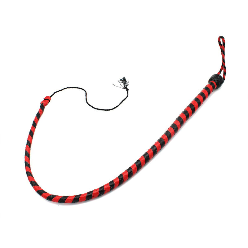 Kiotos Leather - Lederen Single Tail Zweep - 90 cm - Zwart/Rood-Laced-up.nl