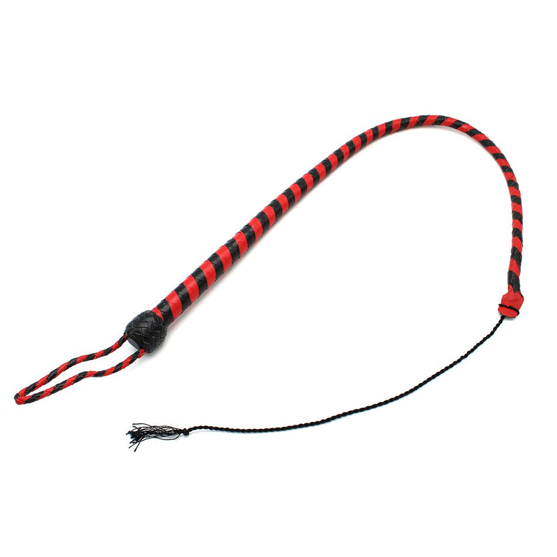 Kiotos Leather - Lederen Single Tail Zweep - 90 cm - Zwart/Rood-Laced-up.nl