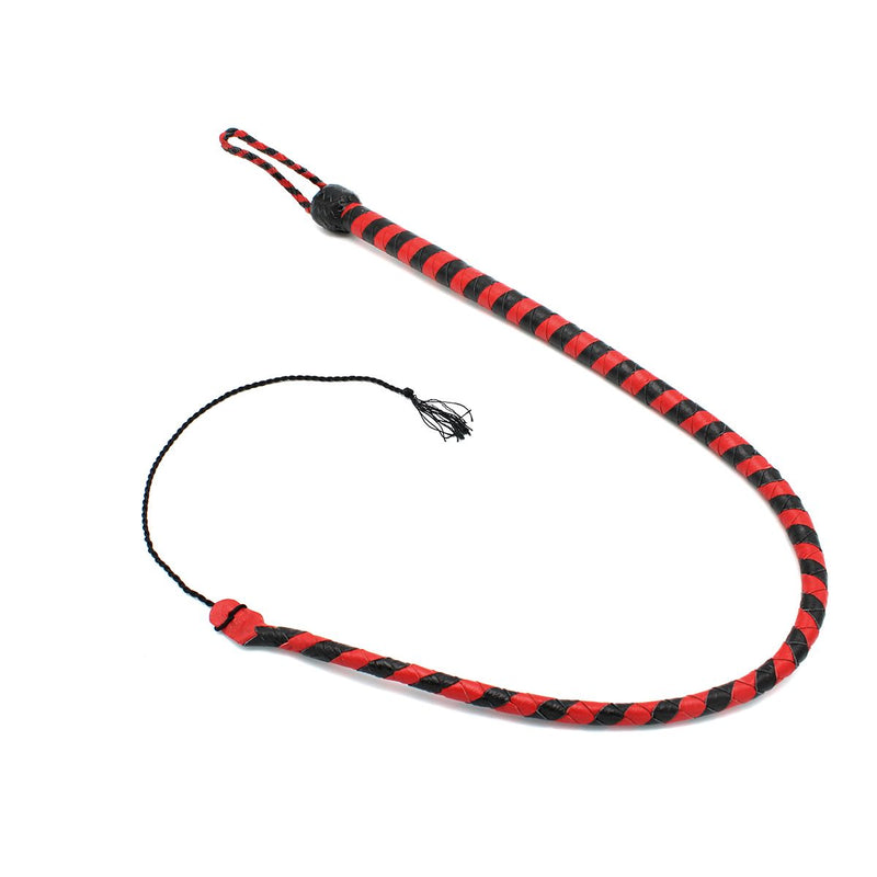 Kiotos Leather - Lederen Single Tail Zweep - 90 cm - Zwart/Rood-Laced-up.nl