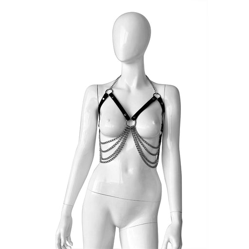 Kiotos Leather - Leren BH met Kettingen - Verstelbaar-Laced-up.nl