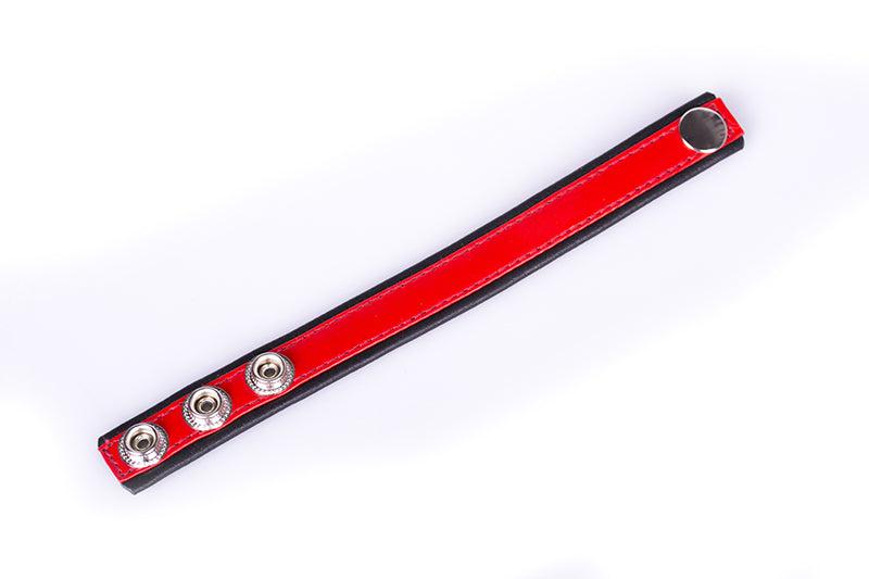 Kiotos Leather - Leren Cock strap - Zwart/Rood-Laced-up.nl