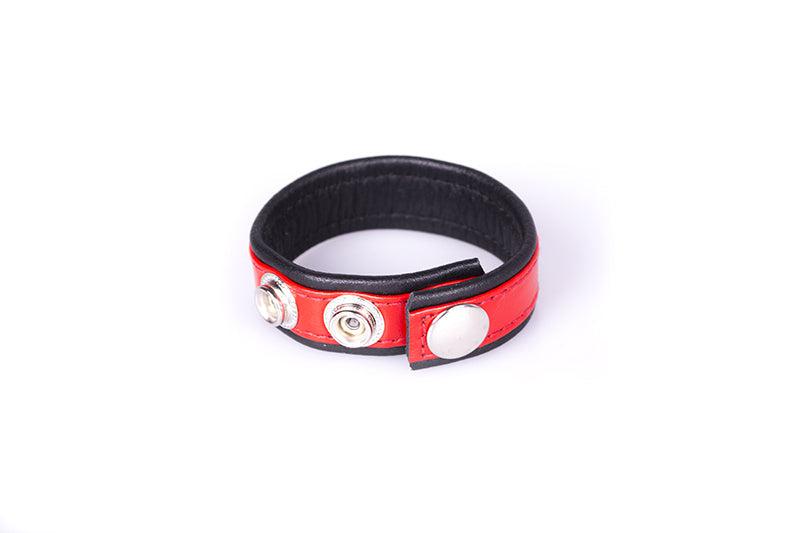 Kiotos Leather - Leren Cock strap - Zwart/Rood-Laced-up.nl
