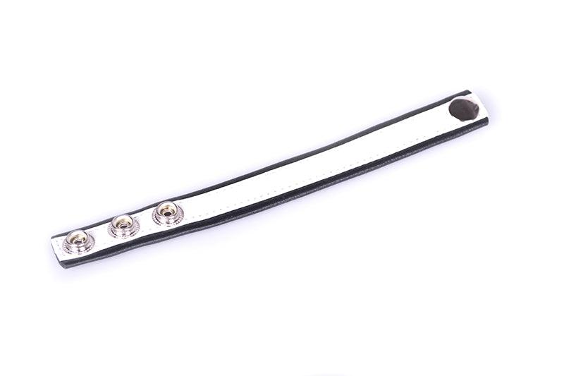 Kiotos Leather - Leren Cock strap - Zwart/Wit-Laced-up.nl