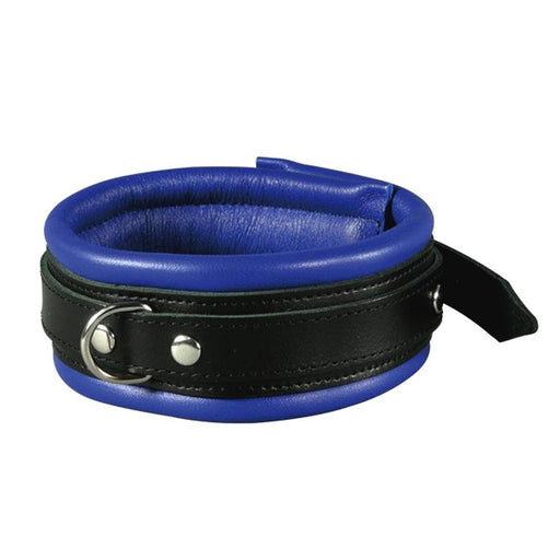 Kiotos Leather - Leren Collar 5 cm Gevoerd - Zwart/Blauw-Laced-up.nl