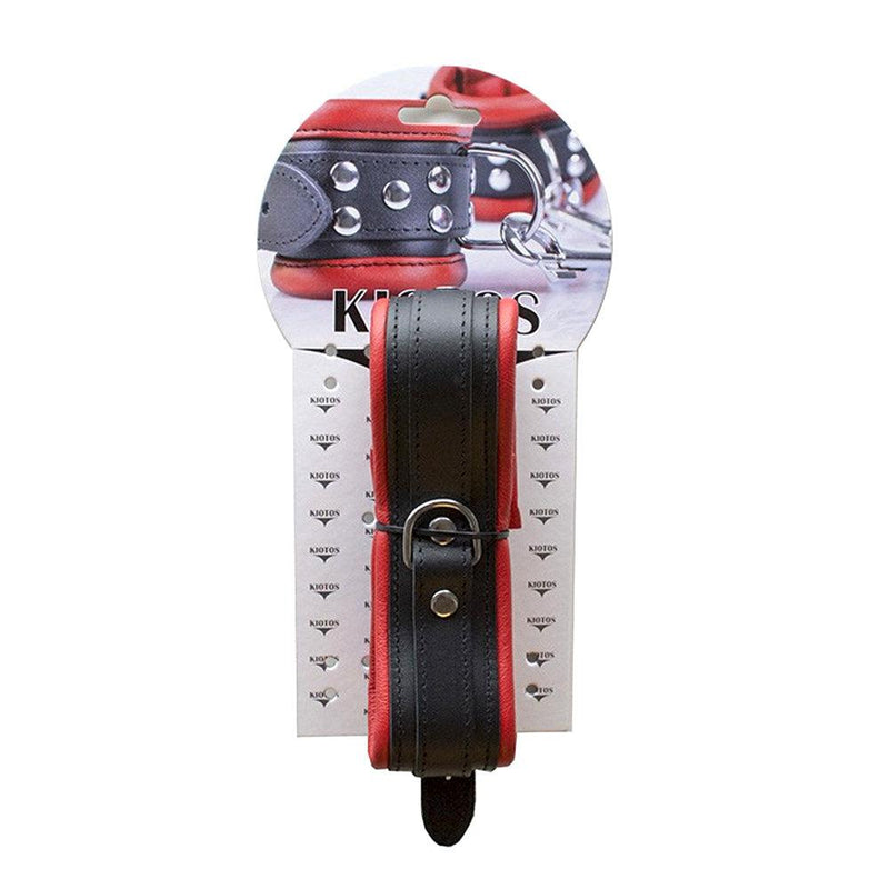Kiotos Leather - Leren Collar 5 cm Gevoerd - Zwart/Rood-Laced-up.nl