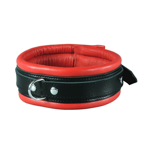 Kiotos - Leren Collar 5 cm Gevoerd - Zwart/Rood-Erotiekvoordeel.nl