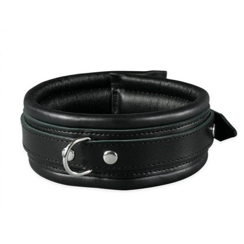 Kiotos - Leren Collar 5 cm Gevoerd - Zwart-Erotiekvoordeel.nl