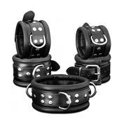 Kiotos Leather - Leren Collar 6.5 cm Gevoerd - Zwart-Laced-up.nl