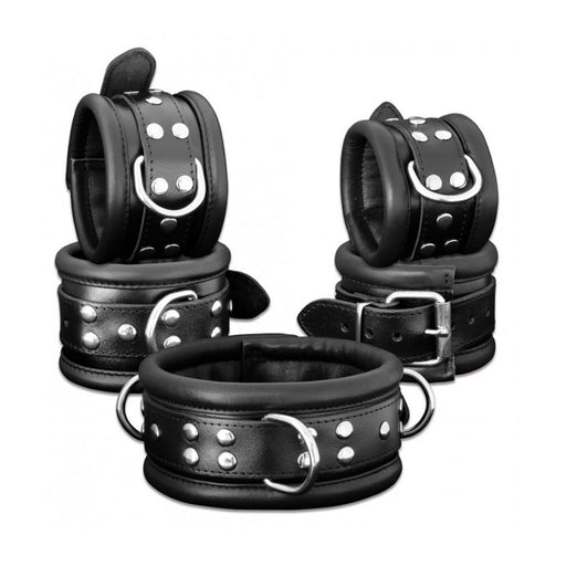 Kiotos Leather - Leren Collar 6.5 cm Gevoerd - Zwart-Laced-up.nl