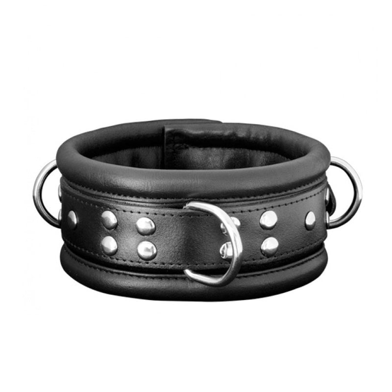 Kiotos Leather - Leren Collar 6.5 cm Gevoerd - Zwart-Laced-up.nl