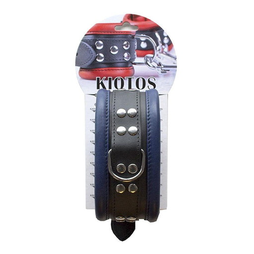 Kiotos Leather - Leren Collar 6.5 cm Gevoerd - Zwart/Blauw-Laced-up.nl