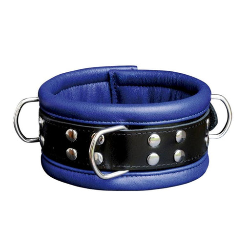 Kiotos Leather - Leren Collar 6.5 cm Gevoerd - Zwart/Blauw-Laced-up.nl