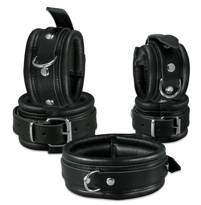 Kiotos - Leren Enkelboeien 5 cm Breed Gevoerd - Zwart-Erotiekvoordeel.nl